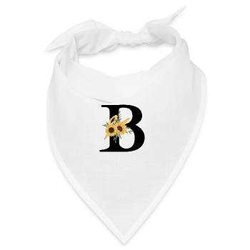Buchstabe b blumige Sonnenblume - Bandana Dreieckstuch - Weiß - Vorne