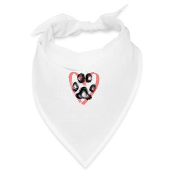 Pfotenabdruck mit Herz, rosa - Bandana Dreieckstuch - Weiß - Vorne