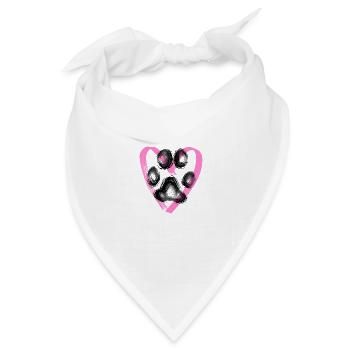 Pfotenabdruck mit Herz, pink - Bandana Dreieckstuch - Weiß - Vorne
