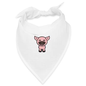 Kleines Süßes Schweinchen Schwein Tier Liebe - Bandana Dreieckstuch - Weiß - Vorne