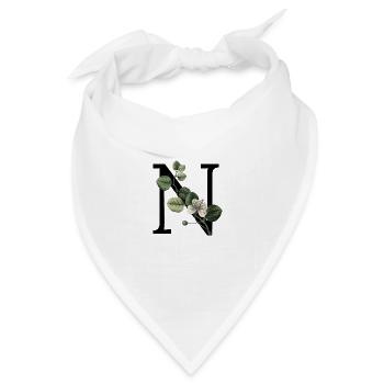 Buchstabe N Grün Botanisch - Bandana Dreieckstuch - Weiß - Vorne