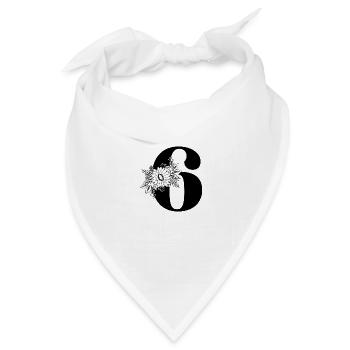Nummer 6 Schwarze Blumen - 6. Blumenjubiläum - Bandana Dreieckstuch - Weiß - Vorne