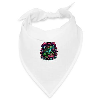 Psychedelischer Frosch mit Pilzen - Bandana Dreieckstuch - Weiß - Vorne