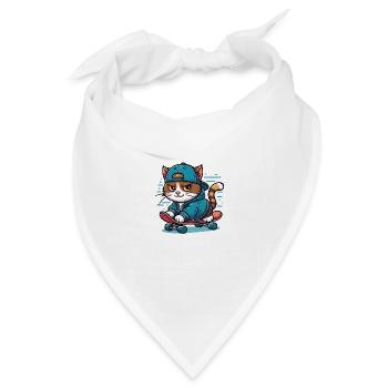 Gezwungene Katze: Skater - Bandana Dreieckstuch - Weiß - Vorne
