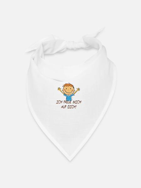 Ich freue mich auf dich - Bandana Dreieckstuch - Weiß