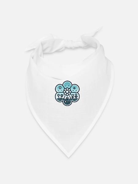 Blumenwiese blaugrün - Bandana Dreieckstuch - Weiß