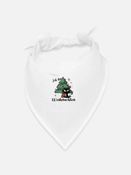 Ich Hasse Weihnachten Katze Weihnachtsbaum - Bandana Dreieckstuch - Weiß
