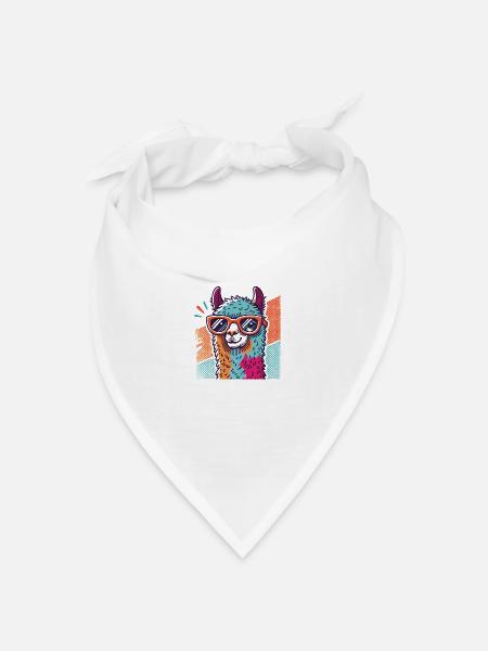 Pop-Art Lama mit Sonnenbrille - Bandana Dreieckstuch - Weiß