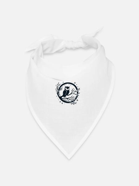 Eule auf einem Baum Silhouette - Bandana Dreieckstuch - Weiß