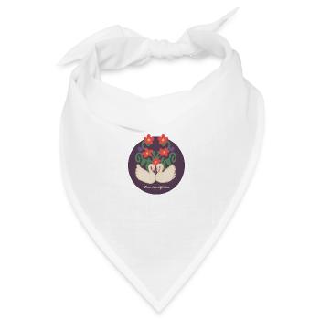 Schwäne verliebt, romantisch, Paar Valentinstag - Bandana Dreieckstuch - Weiß - Vorne