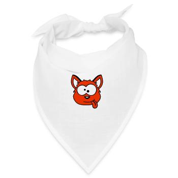 Hund Fuchs Lustige Grimasse Schielen Zunge Raus - Bandana Dreieckstuch - Weiß - Vorne