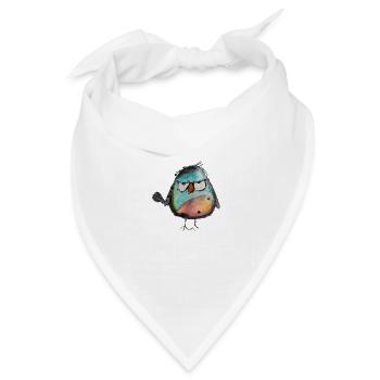 Wütender Vogel Aquarell handgemalter Vogel Spatz - Bandana Dreieckstuch - Weiß - Vorne