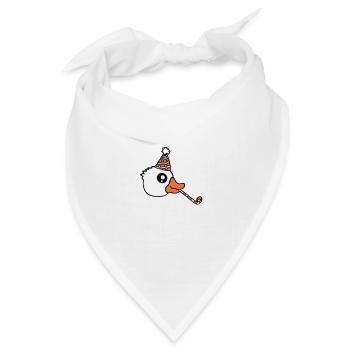 Ente Party Tröte Hut Geburtstag feiern Silvester - Bandana Dreieckstuch - Weiß - Vorne