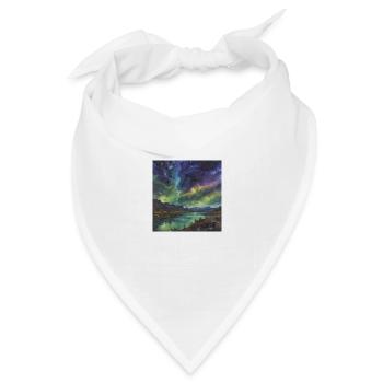 Polarlicht über dem stillen See - Bandana Dreieckstuch - Weiß - Vorne