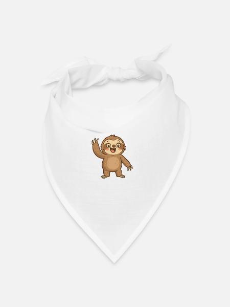Faultier - Bandana Dreieckstuch - Weiß