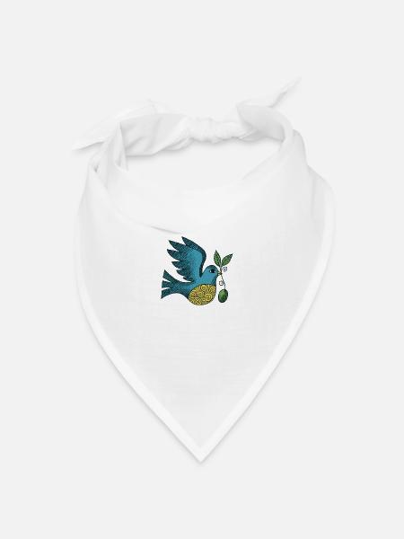 Retro Friedenstaube - Bandana Dreieckstuch - Weiß