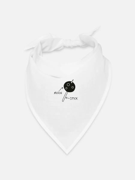 Mond auf einem Stick (weiß auf dunklem - Bandana Dreieckstuch - Weiß