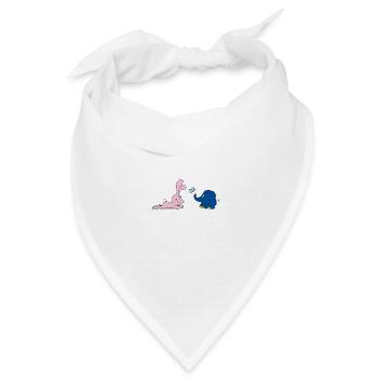Elefant und Hase mit Schmetterling - Bandana Dreieckstuch - Weiß - Vorne