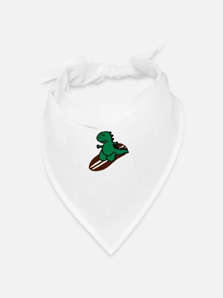 Surfing Dinosaurier - Bandana Dreieckstuch - Weiß