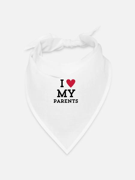 I love my Parents Herz - Bandana Dreieckstuch - Weiß