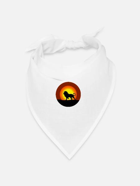 Löwe vor Sonne - Bandana Dreieckstuch - Weiß