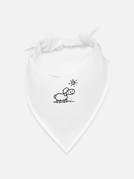 Schäfchen Sonne - line - Bandana Dreieckstuch - Weiß