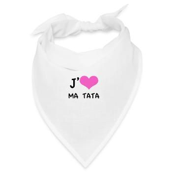 "Ich liebe meine tata" rosa Herz - Bandana Dreieckstuch - Weiß - Vorne