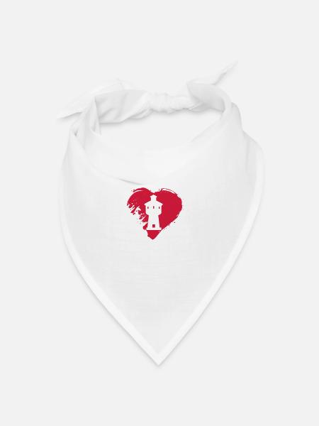 Langeoog Herz Wasserturm Geschenk - Bandana Dreieckstuch - Weiß