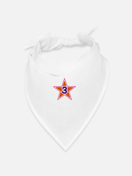 Nummer drei 3 Sterne Anzahl Sterne - Bandana Dreieckstuch - Weiß