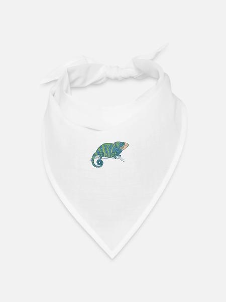 Chamäleon grün und blau - Bandana Dreieckstuch - Weiß
