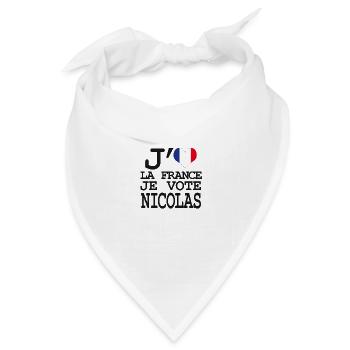 Ich liebe Frankreich Ich stimme Nicolas - Bandana Dreieckstuch - Weiß - Vorne