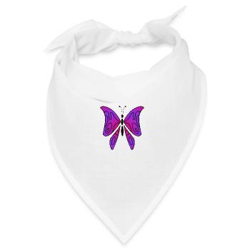 Rosa und lila Schmetterling - Bandana Dreieckstuch - Weiß - Vorne
