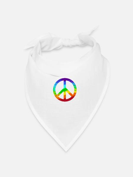 Peace-Zeichen Regenbogen Rainbow Frieden Graffiti - Bandana Dreieckstuch - Weiß