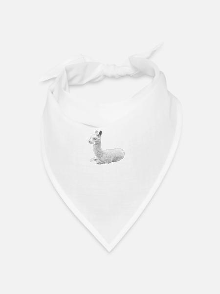 Kleines Alpaka - Bandana Dreieckstuch - Weiß