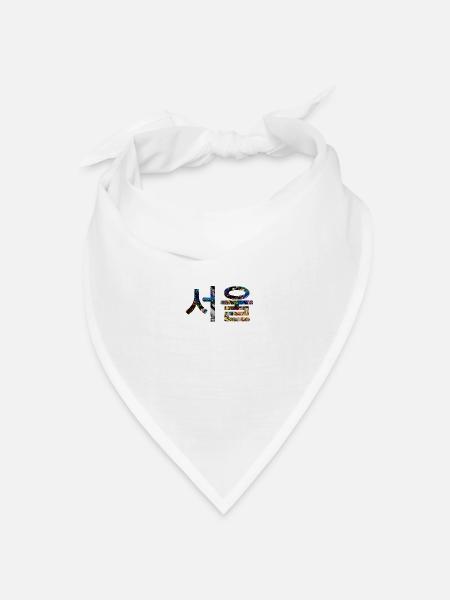 Seoul in Koreanisch - Kunst Design - Bandana Dreieckstuch - Weiß