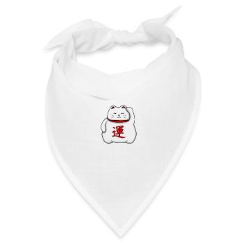 Maneki-neko - Bandana Dreieckstuch - Weiß - Vorne