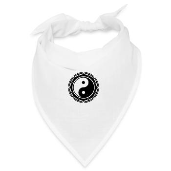 Yin Yang Lotus, Chinesisches Symbol Taiji, Tao - Bandana Dreieckstuch - Weiß - Vorne