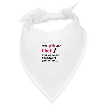 Hier grillt der Chef - Bandana Dreieckstuch - Weiß - Vorne