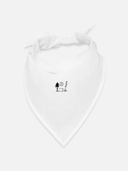 Zelt, Baum, Mond & Lagerfeuer - Bandana Dreieckstuch - Weiß