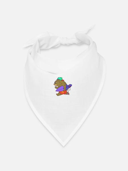 Surfer surfen Bär Strand Surfbrett Sonnenbrille - Bandana Dreieckstuch - Weiß