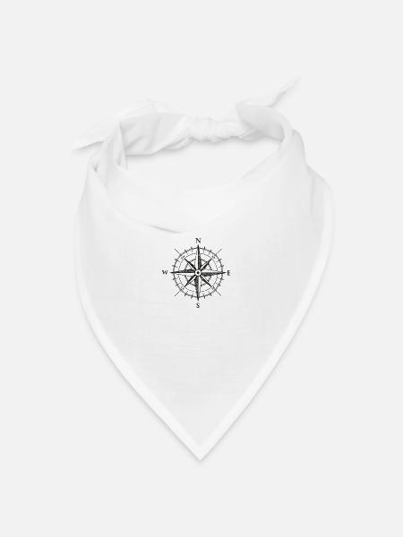 Kompass Logo Schrift Wandern Ferne Abenteuer - Bandana Dreieckstuch - Weiß
