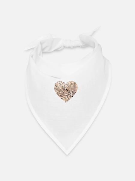 Fingerabdruck Herz Holz - Bandana Dreieckstuch - Weiß