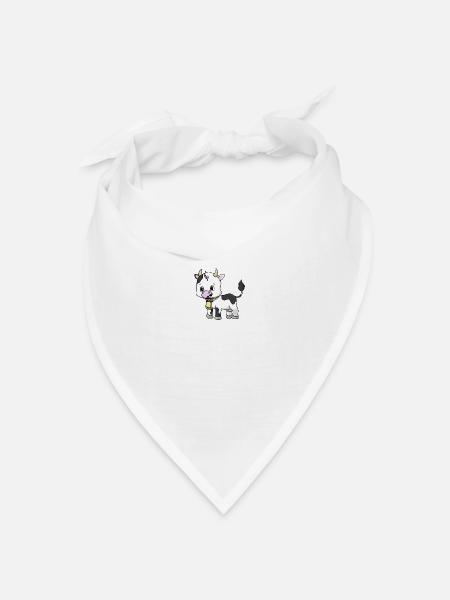 süße schwarz weiße Kuh von der Alm - Bandana Dreieckstuch - Weiß