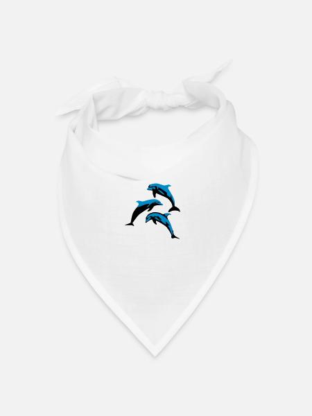Delfin, Delfine - Dolphin - Bandana Dreieckstuch - Weiß