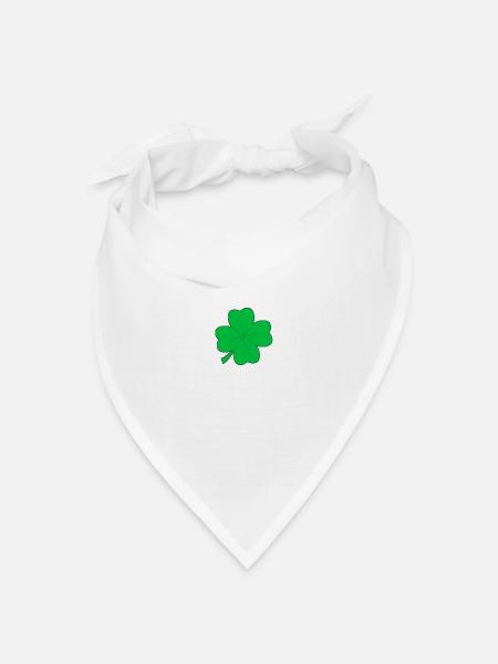 Vierblättriges Kleeblatt - Bandana Dreieckstuch - Weiß
