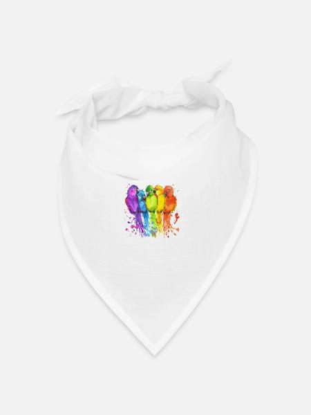 Papagei Vögel Parrot - Bandana Dreieckstuch - Weiß