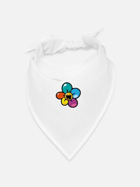 Smiley Colour Flower - Bandana Dreieckstuch - Weiß