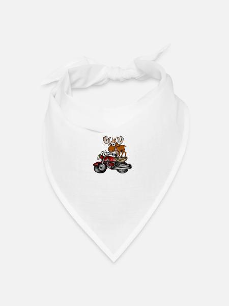 Moose on Bike - Bandana Dreieckstuch - Weiß