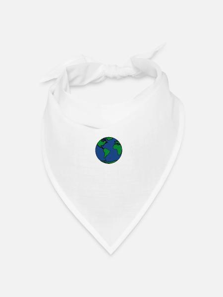 Planet Erde - Bandana Dreieckstuch - Weiß