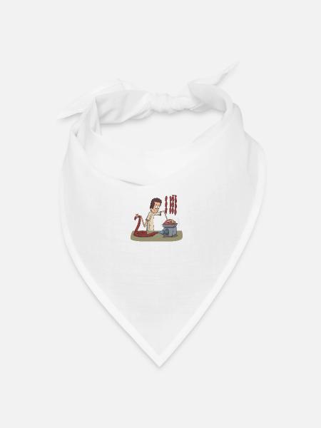 Metzger Messer Fleisch Wurst - Bandana Dreieckstuch - Weiß